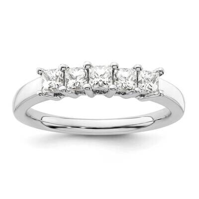 5-Stone Shared Prong Holds 5-2.8mm Princess Diamond Band Ring Mounting 14k White Gold RM3176B-070-W…