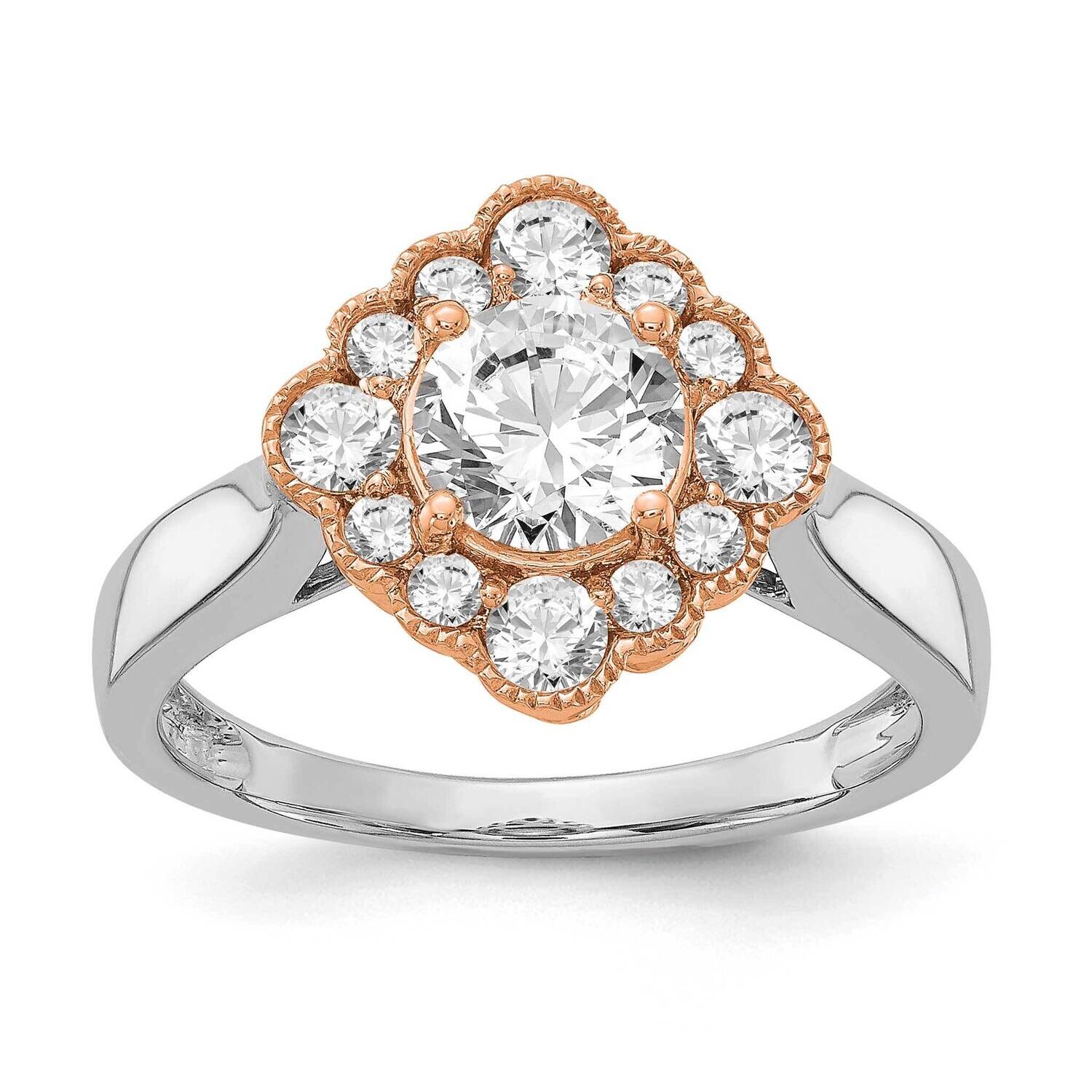 True Origin 1/4 Carat Diamond Vs/Si D E F Round Semi Mount Fancy Halo Engagement Ring 14k Two-Tone …