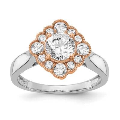 True Origin 1/4 Carat Diamond Vs/Si D E F Round Semi Mount Fancy Halo Engagement Ring 14k Two-Tone …