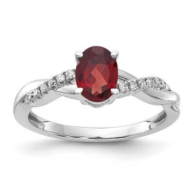 Oval Garnet Diamond Ring 14k White Gold RM4235-GA-008-WA, MPN: RM4235-GA-008-WA,