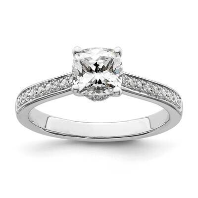 True Origin White Gold 1/5 Carat Diamond Vs/Si D E F Semi Mound Cushion Engagement Ring RM8584-100-…