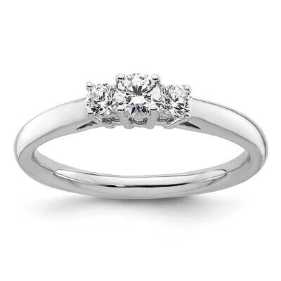 3-Stone Holds 1/6 Carat 3.5mm Round Center 2-2.8mm Round Sides Engagement Ring Mounting 14k White G…
