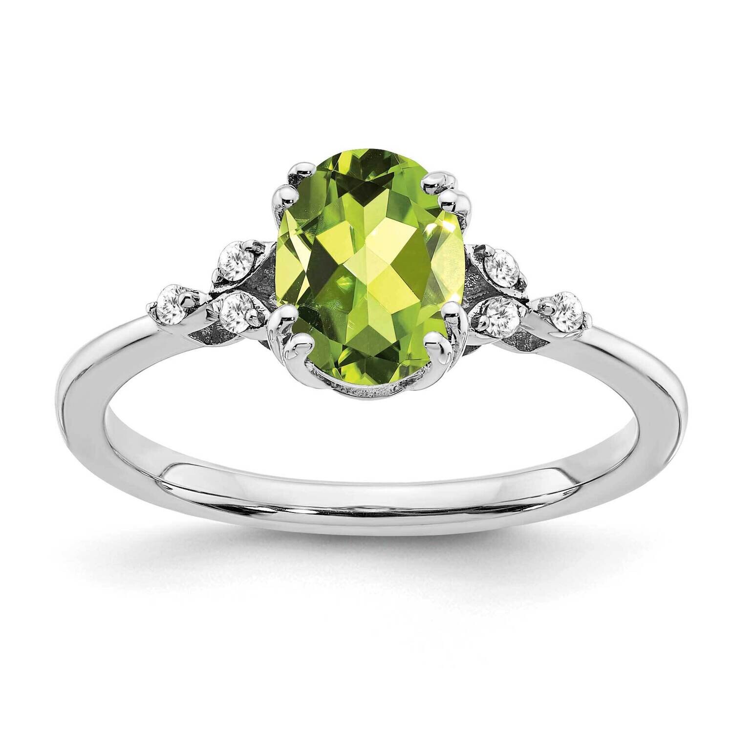 Peridot Diamond Ring Sterling Silver Rhodium-Plated RM6029-PE-006-SSA, MPN: RM6029-PE-006-SSA,