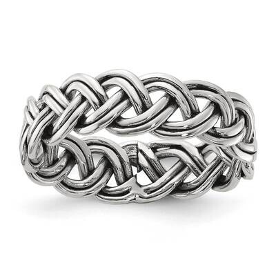 Oxidize Polished 6mm Braided Band Sterling Silver QR7526, MPN: QR7526,