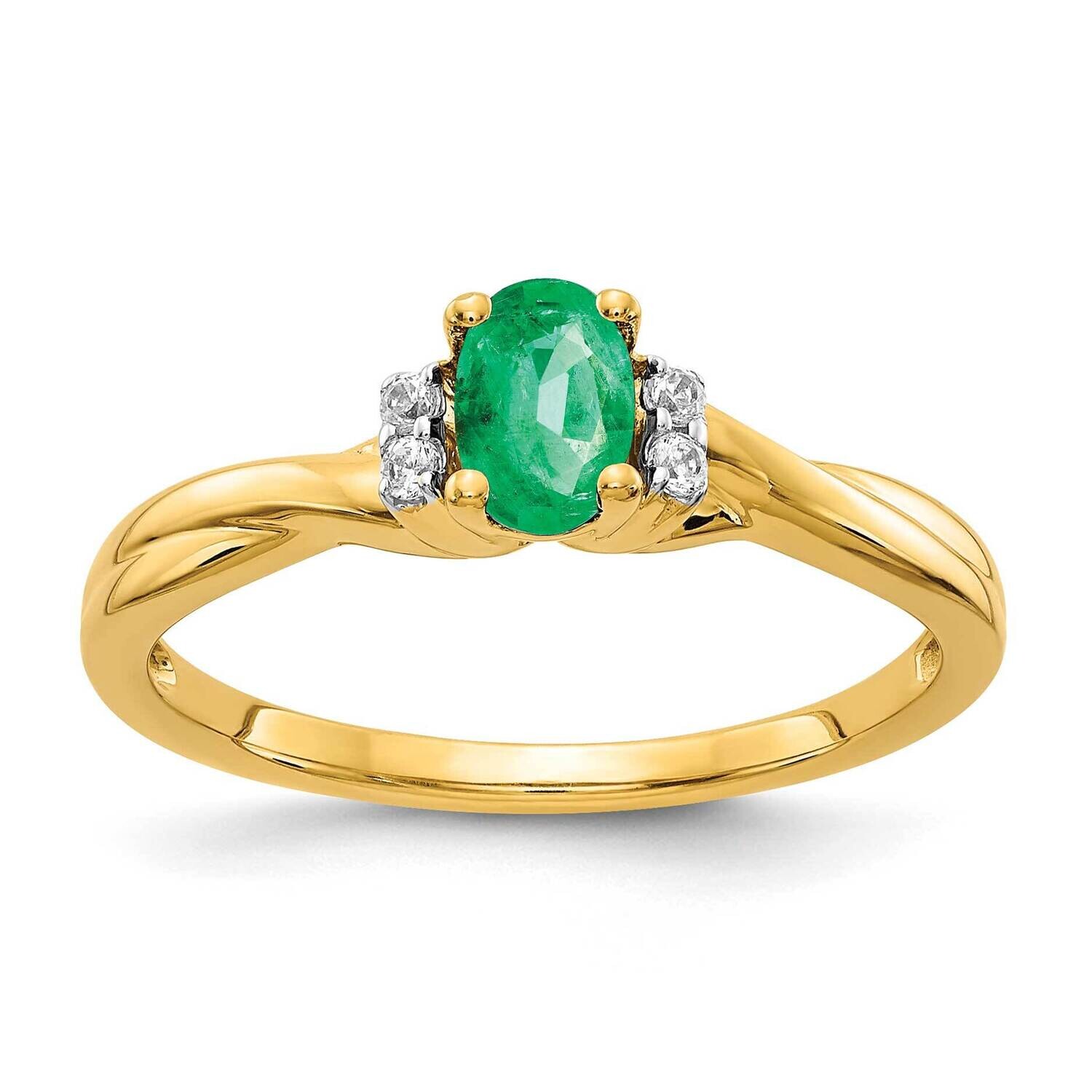 Diamond Oval Emerald Ring 10k Gold RM5749-EM-005-1YA, MPN: RM5749-EM-005-1YA,