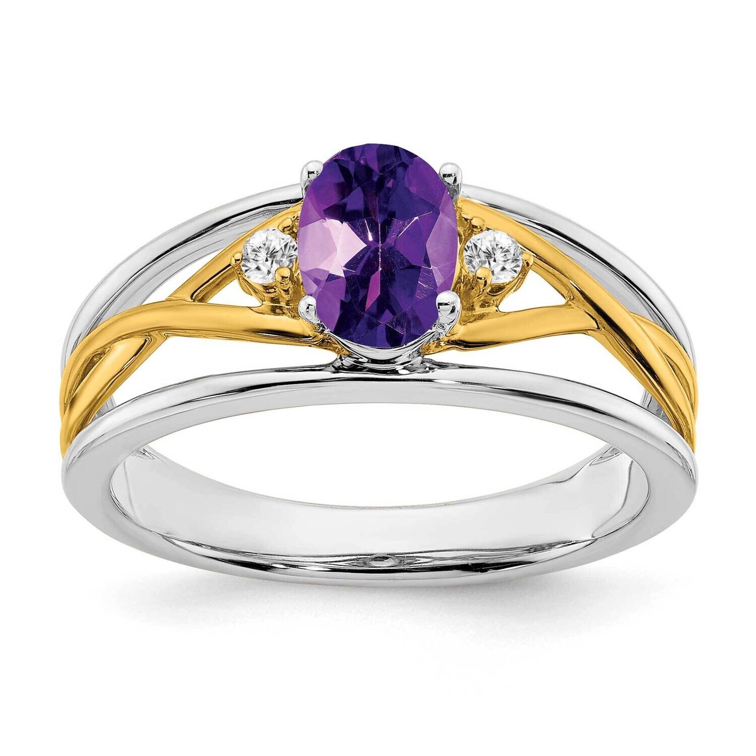 Amethyst Diamond Ring 14k Two-Tone Gold RM5959-AM-006-WYA, MPN: RM5959-AM-006-WYA, 886774554730