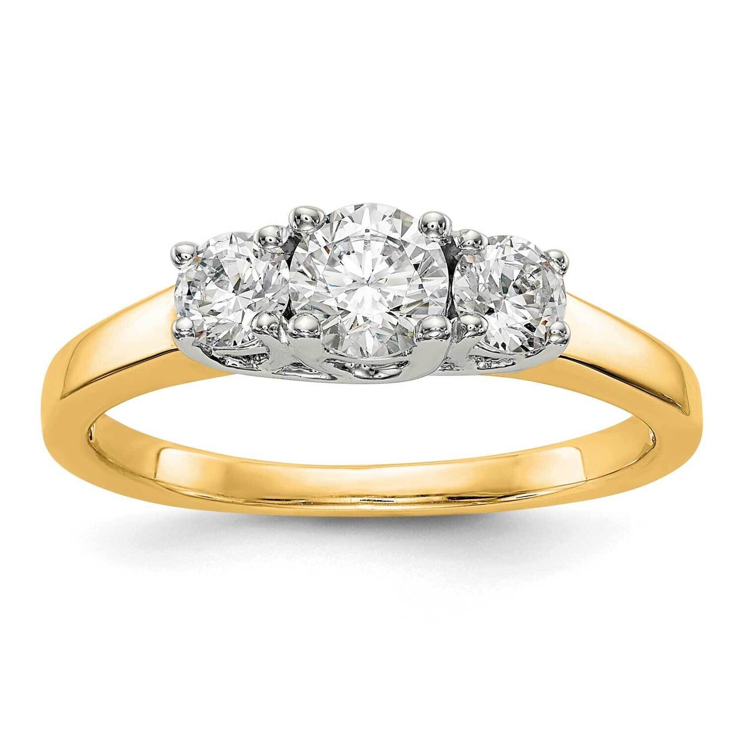 3-Stone Holds 3/8 Carat 4.6mm Round Center 2-3.7mm Round Sides Engagement Ring Mounting 14k Two-Ton…
