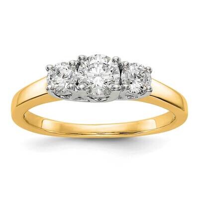 3-Stone Holds 3/8 Carat 4.6mm Round Center 2-3.7mm Round Sides Engagement Ring Mounting 14k Two-Ton…