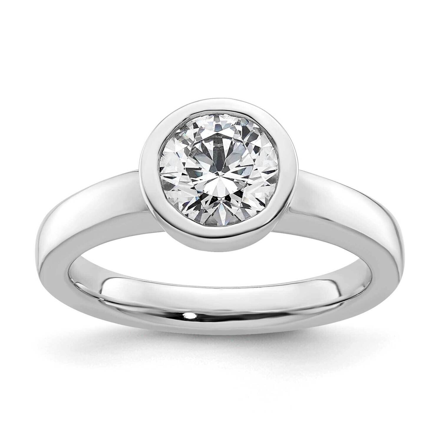 1.25 Carat 7.00 mm Bezel Round Solitaire Engagement Ring Mounting 14k White Gold RM1952E-125-CWAA, …