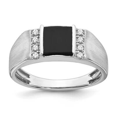 Square Onyx Diamond Mens Ring 14k White Gold RM7480-OX-012-WA, MPN: RM7480-OX-012-WA,