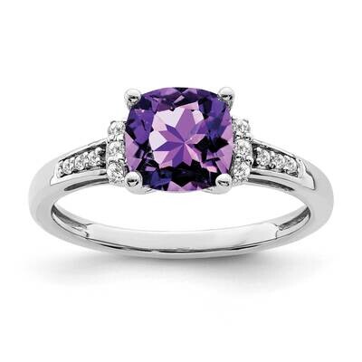 Cushion Amethyst Diamond Ring 14k White Gold RM6031-AM-009-WA, MPN: RM6031-AM-009-WA, 191101814242