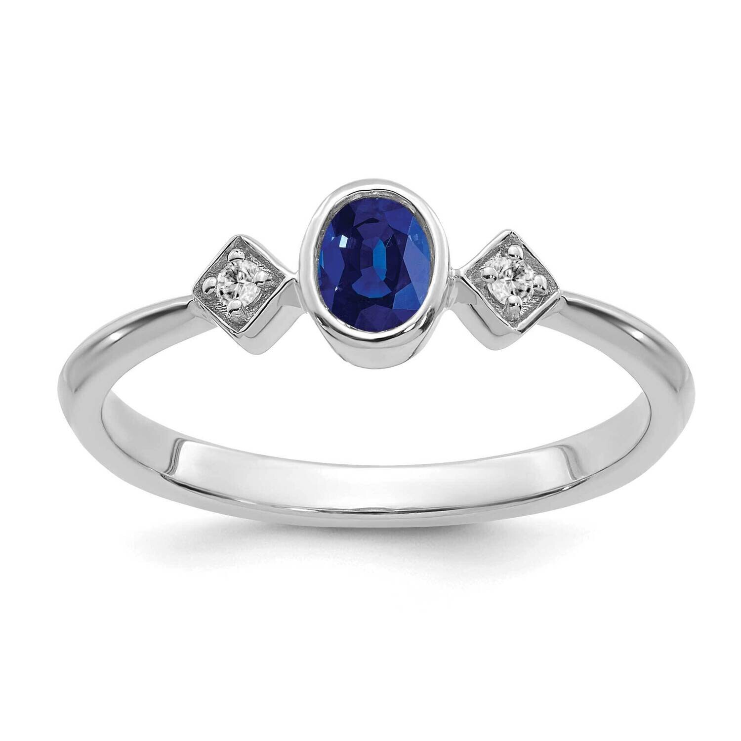 Oval Bezel Sapphire Diamond Ring 14k White Gold RM7235-SA-004-WA, MPN: RM7235-SA-004-WA, 1911018254…