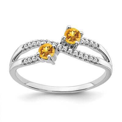 Two-Stone Citrine Diamond Ring 14k White Gold RM3593-CI-009-WA, MPN: RM3593-CI-009-WA, 886774526041