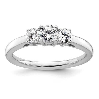 3-Stone Holds 3/8 Carat 4.6mm Round Center 2-3.7mm Round Sides Engagement Ring Mounting 14k White G…