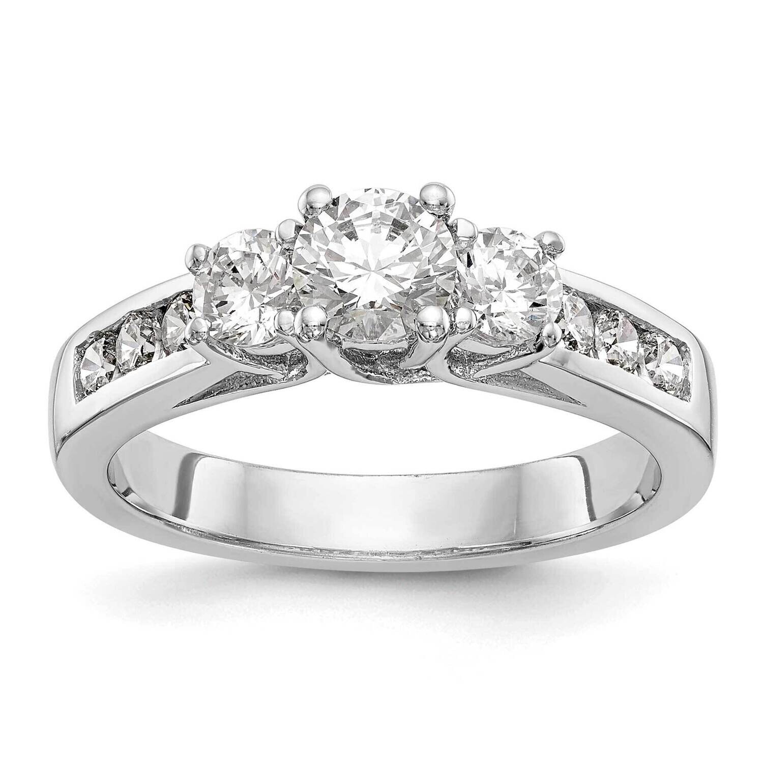 3-Stone Plus Holds 1/3 4.5mm Round Center 2-3.6mm Round Sides Engagement Ring Mounting 14k White Go…