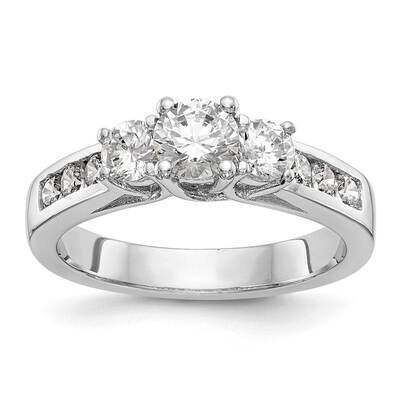 3-Stone Plus Holds 1/3 4.5mm Round Center 2-3.6mm Round Sides Engagement Ring Mounting 14k White Go…