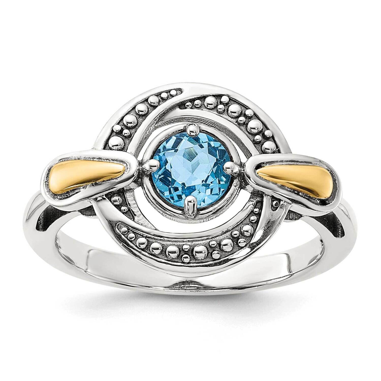 Shey Couture Accent Light Swiss Blue Topaz Ring Sterling Silver Antiqued 14k QTC1801, MPN: QTC1801,