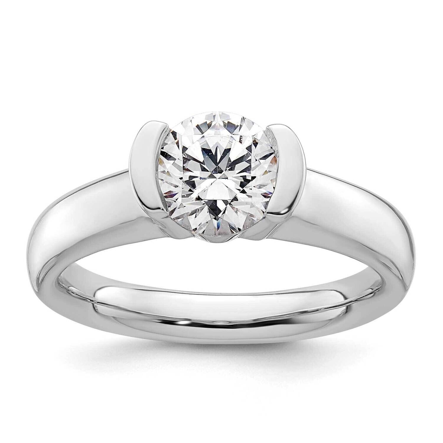 1.25 Carat 7.00 mm Half-Bezel Round Solitaire Engagement Ring Mounting 14k White Gold RM1953E-125-C…