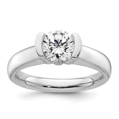 1.25 Carat 7.00 mm Half-Bezel Round Solitaire Engagement Ring Mounting 14k White Gold RM1953E-125-C…