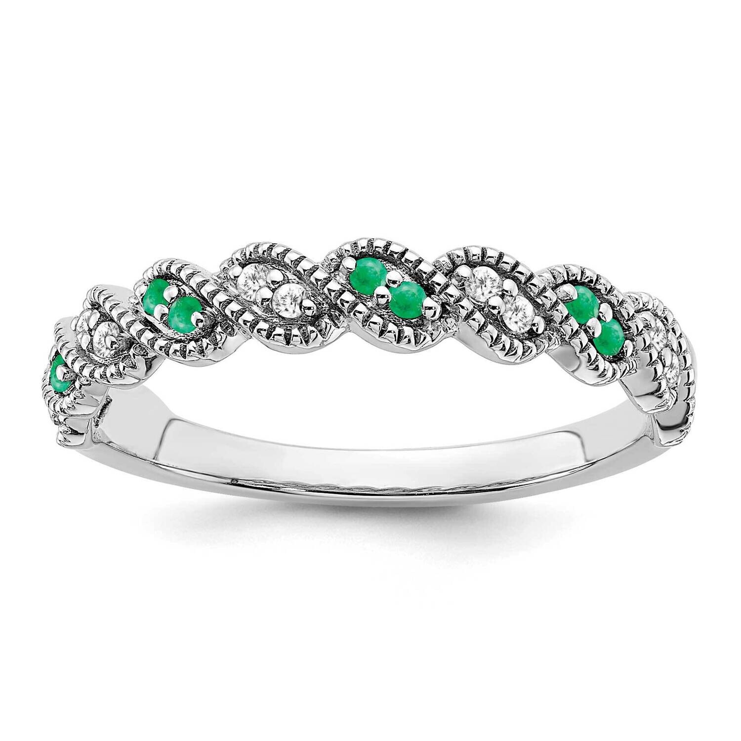 Emerald Diamond Twist Band 14k White Gold RM6050-EM-008-WA, MPN: RM6050-EM-008-WA, 191101814570