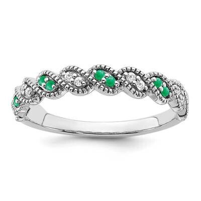 Emerald Diamond Twist Band 14k White Gold RM6050-EM-008-WA, MPN: RM6050-EM-008-WA, 191101814570