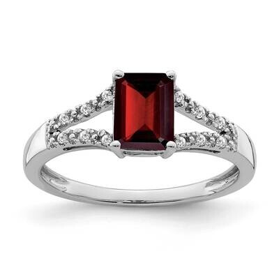 Emerald-Cut Garnet Diamond Ring 14k White Gold RM5985-GA-006-WA, MPN: RM5985-GA-006-WA, 886774557977