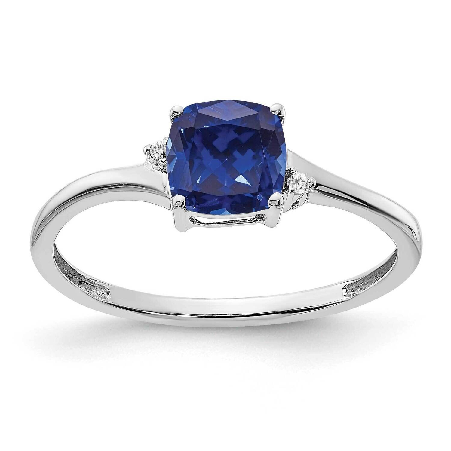 Created Sapphire Diamond Ring Sterling Silver Rhodium-Plated RM7404-CSA-001-SSA, MPN: RM7404-CSA-00…