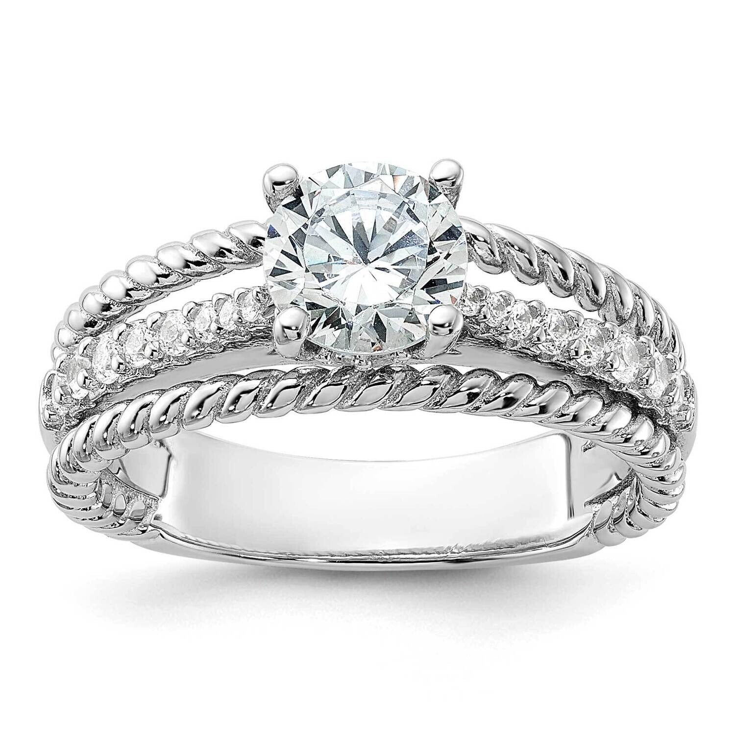 Fancy Engagement CZ Ring Sterling Silver Rhodium-Plated QR7561, MPN: QR7561,