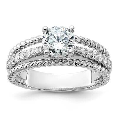 Fancy Engagement CZ Ring Sterling Silver Rhodium-Plated QR7561, MPN: QR7561,