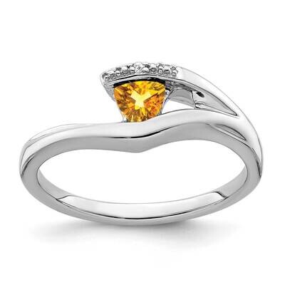 Trillion Citrine Diamond Ring 14k White Gold RM7160-CI-001-WA, MPN: RM7160-CI-001-WA, 191101820182