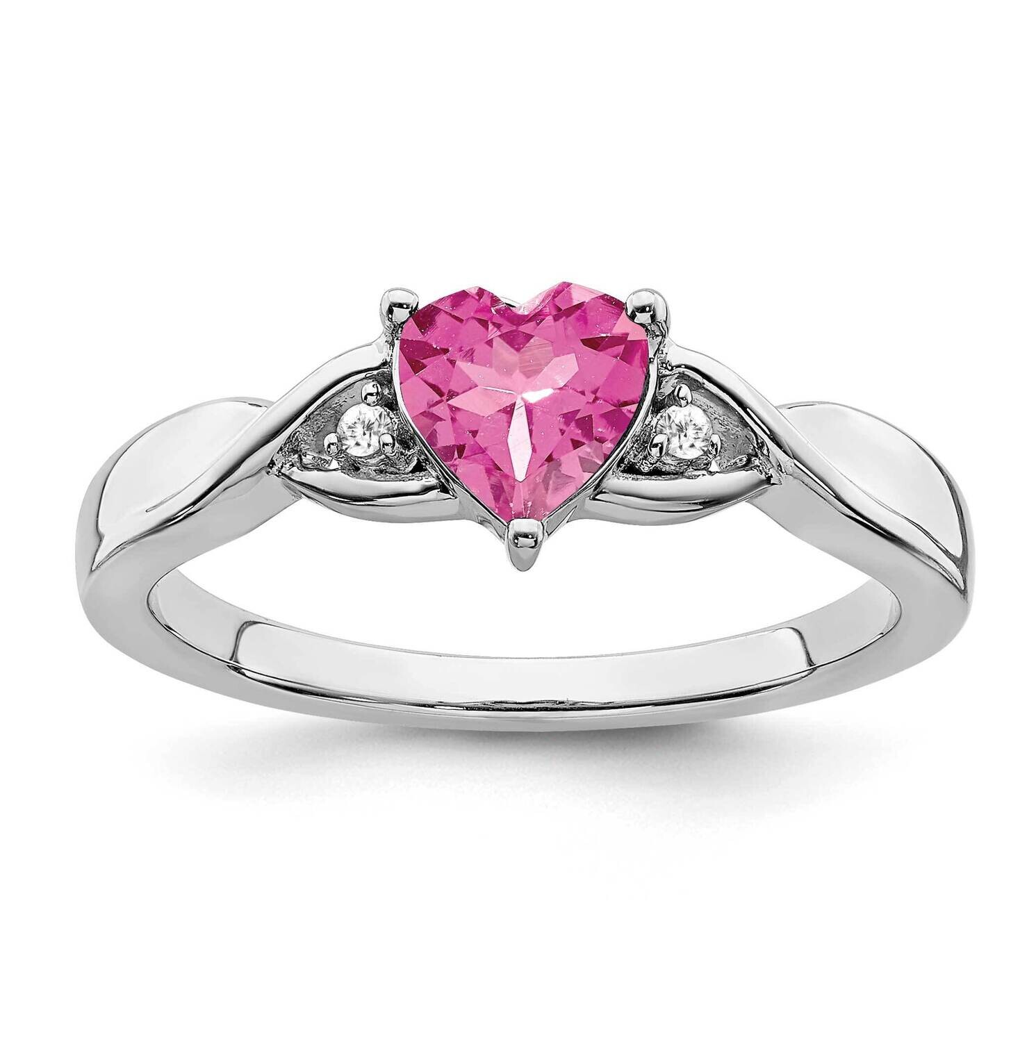 Pink Tourmaline Diamond Ring Sterling Silver Rhodium-Plated RM7413-PT-002-SSA