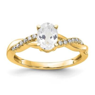 Oval White Topaz Diamond Ring 10k Gold RM4235-WT-008-1YA, MPN: RM4235-WT-008-1YA, 191101663970