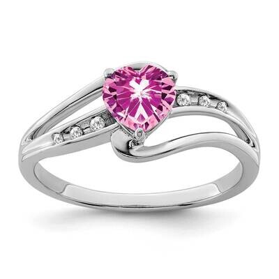 Created Pink Sapphire Diamond Ring Sterling Silver Rhodium-Plated RM7401-CPS-004-SSA, MPN: RM7401-C…