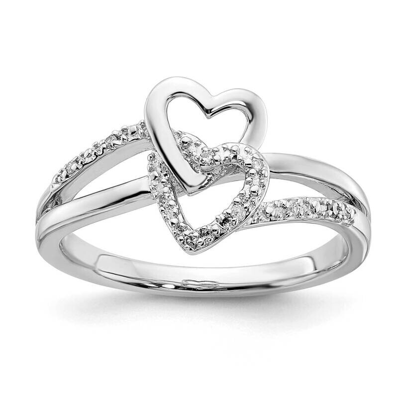 Diamond Double Hearts Ring Sterling Silver Polished RLD3206-SSS43