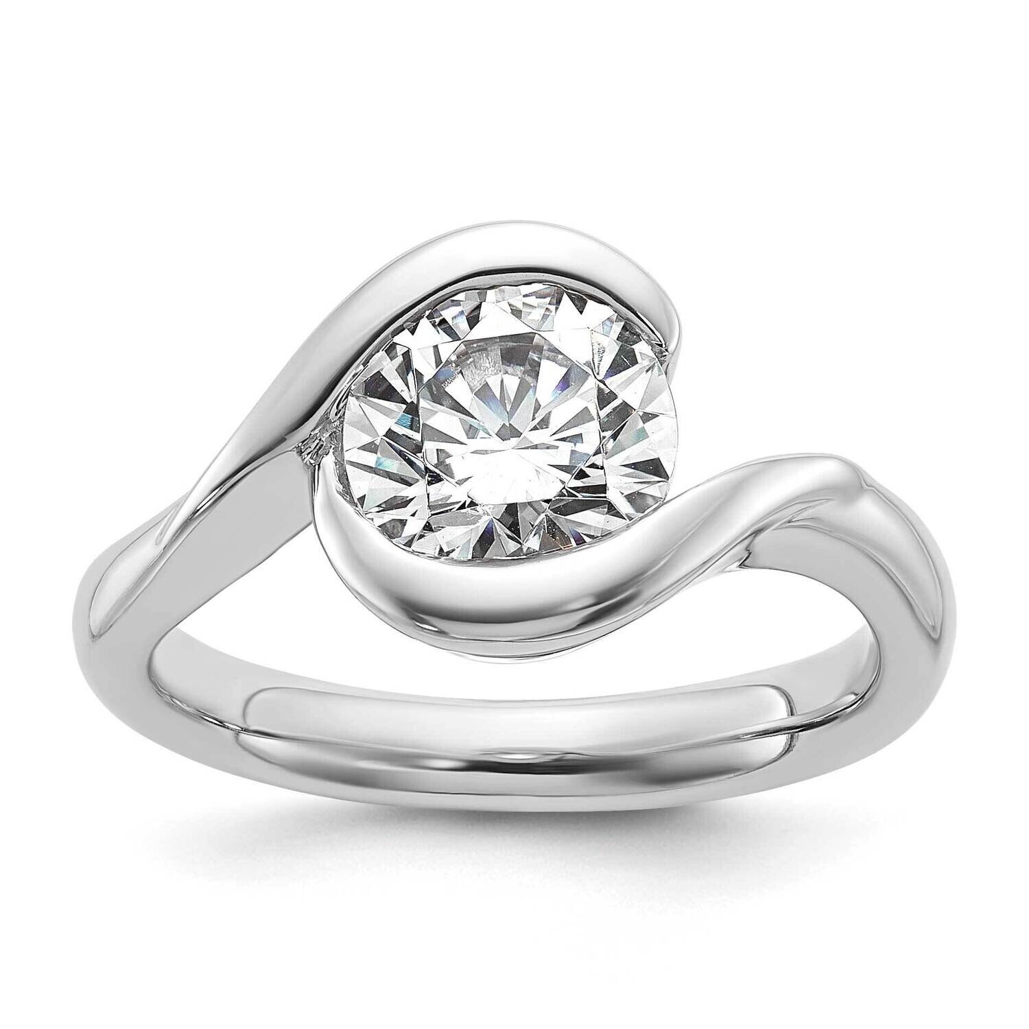 2 Carat 8.20 mm Half-Bezel Bypass Round Solitaire Engagement Ring Mounting 14k White Gold RM1955E-200-W