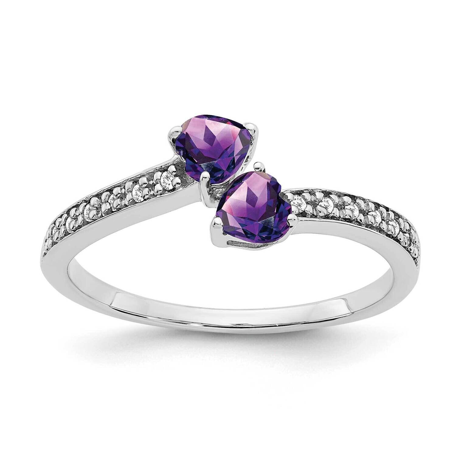 Amethyst Diamond 2-Stone Heart Ring 14k White Gold RM7148-AM-007-WA, MPN: RM7148-AM-007-WA, 1911018…