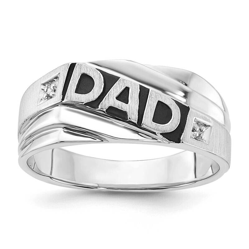 Brushed Enamel Dad Diamond Ring Sterling Silver Polished RMD1683-SSS45