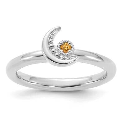 Stackable Expressions Rhodium-Plated Citrine Moon Ring Sterling Silver QSK2271, MPN: QSK2271, 88395…