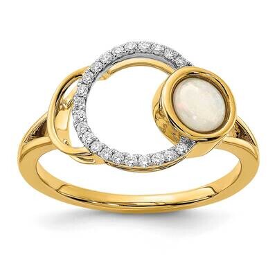 Diamond &amp; Opal Circle Ring 14k Polished Gold RM6908-OP-012-YA, MPN: RM6908-OP-012-YA,