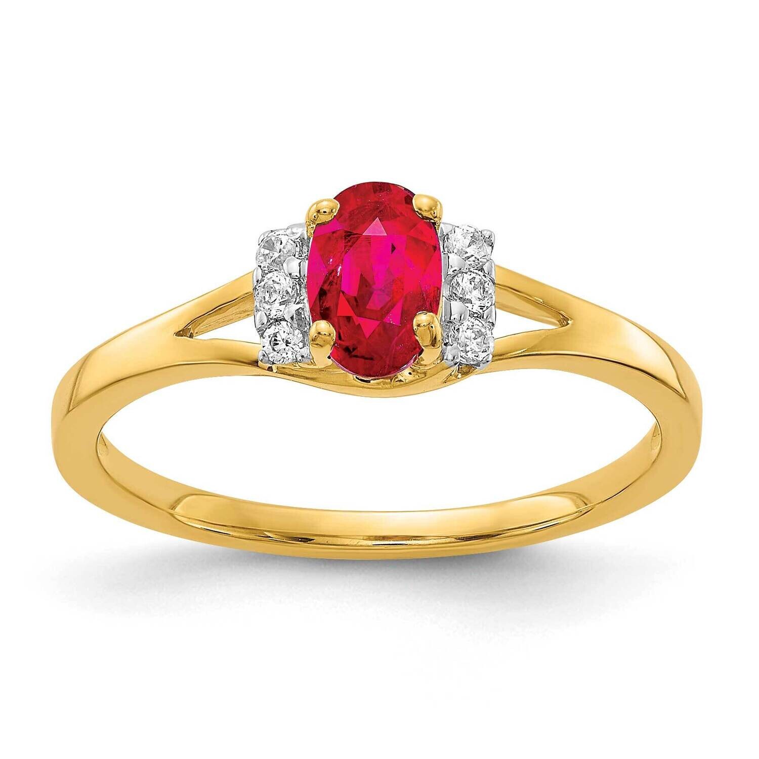Diamond Oval Ruby Ring 10k Gold RM5761-RU-007-1YA