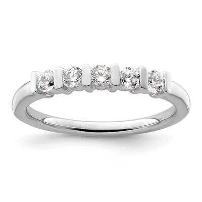 5-Stone Half-Bezel Holds 5-2.6mm Round Diamond Band Ring Mounting 14k White Gold RM3183B-035-WAA, M…