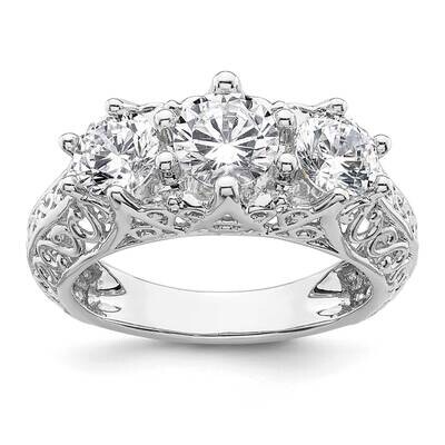 3-Stone Holds 3/4 Carat 5.8mm Round Center 2-5.00mm Round Sides Vintage Engagement Ring Mounting 14…