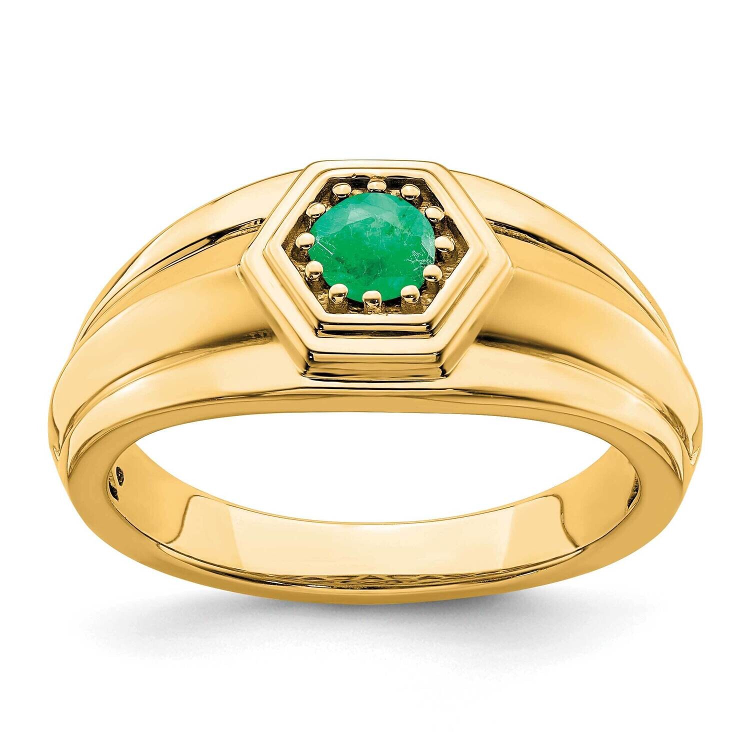 Emerald Mens Ring 14k Gold RM7472-EM-Y, MPN: RM7472-EM-Y,