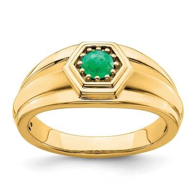Emerald Mens Ring 14k Gold RM7472-EM-Y, MPN: RM7472-EM-Y,