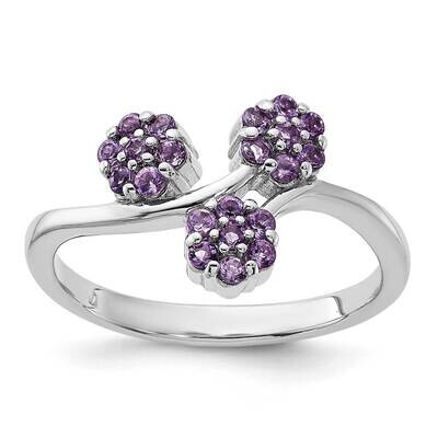 Amethyst Flowers Ring Sterling Silver Rhodium-Plated QR7441AM, MPN: QR7441AM,