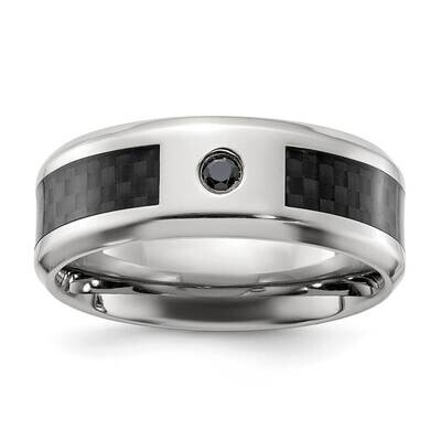 Chisel Polished Black Carbon Fiber Inlay CZ 8mm Band Titanium TB488 by Chisel, MPN: TB488, 88395775…