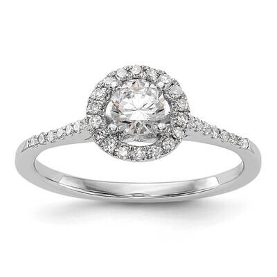 Halo Holds 1/2 Carat 5.2mm Round Center Engagement Ring Mounting 14k White Gold RM2070E-050-CWAA, M…