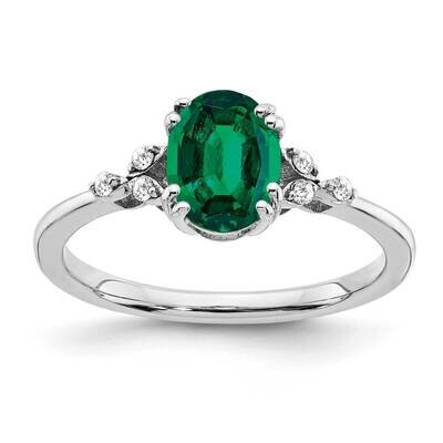 Created Emerald Diamond Ring Sterling Silver Rhodium-Plated RM6029-CEM-006-SSA, MPN: RM6029-CEM-006…
