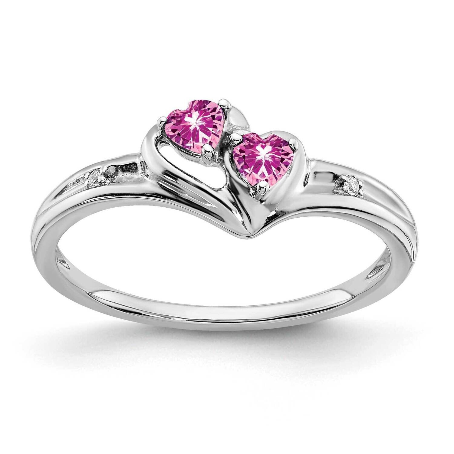 Created Pink Sapphire Diamond 2-Stone Heart Ring 14k White Gold RM7149-CPS-001-WA, MPN: RM7149-CPS-…