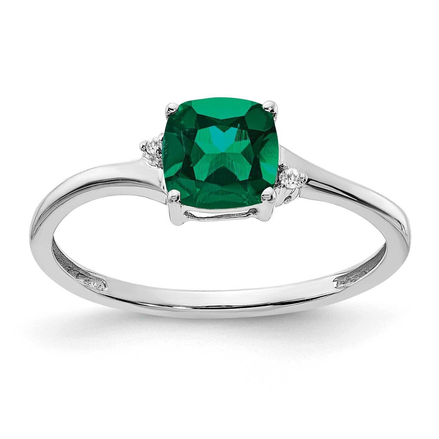 Created Emerald Diamond Ring Sterling Silver Rhodium-Plated RM7404-CEM-001-SSA, MPN: RM7404-CEM-001…